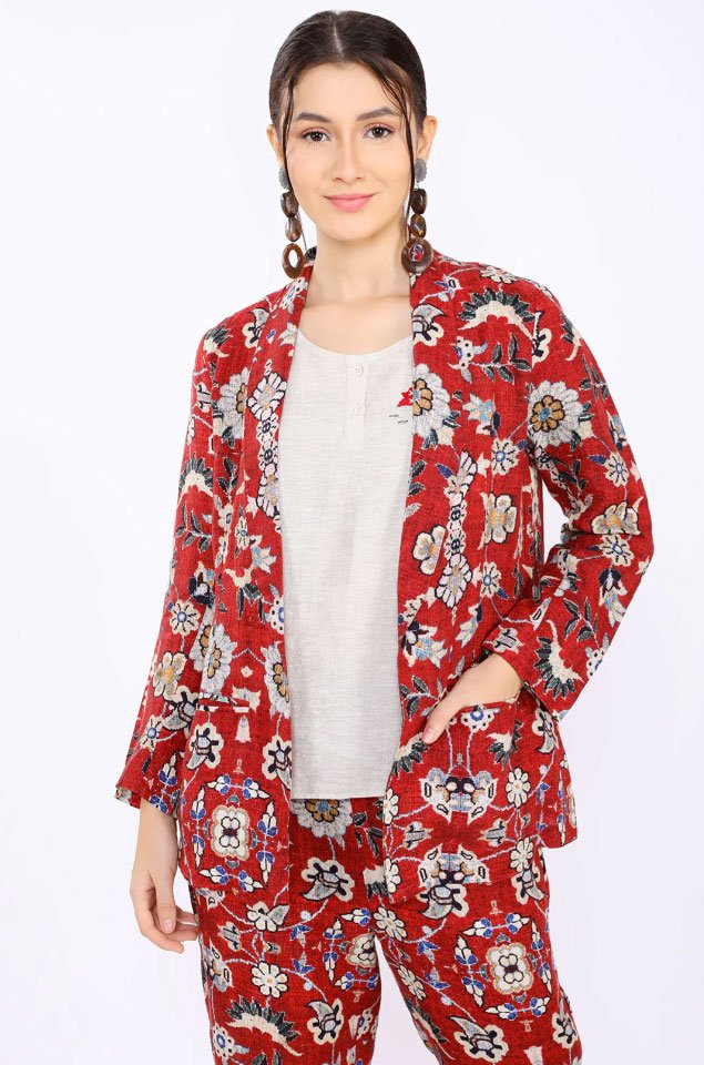 Red Floral Print Set