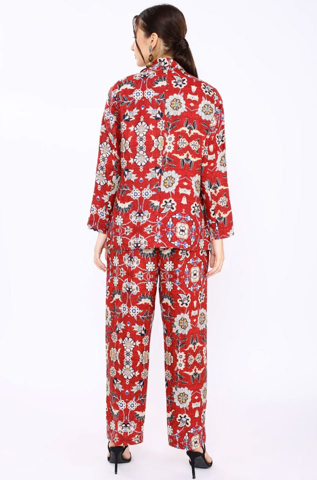 Red Floral Print Set