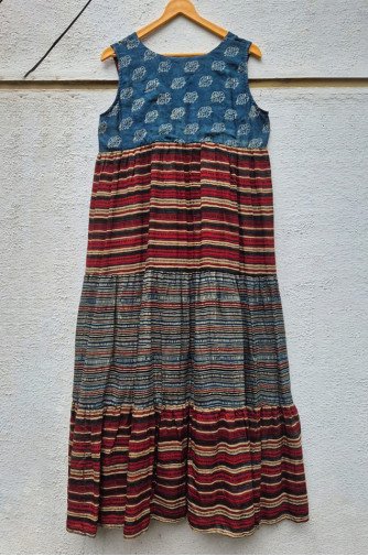 Ajrakh Block Print Tiered Dress