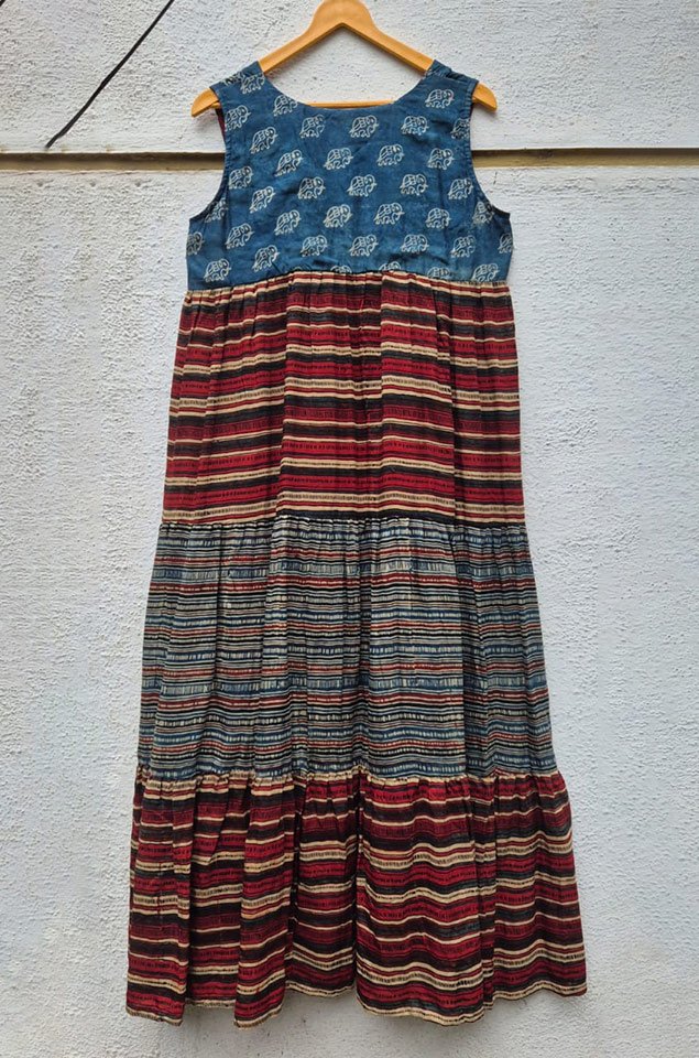Ajrakh Block Print Tiered Dress