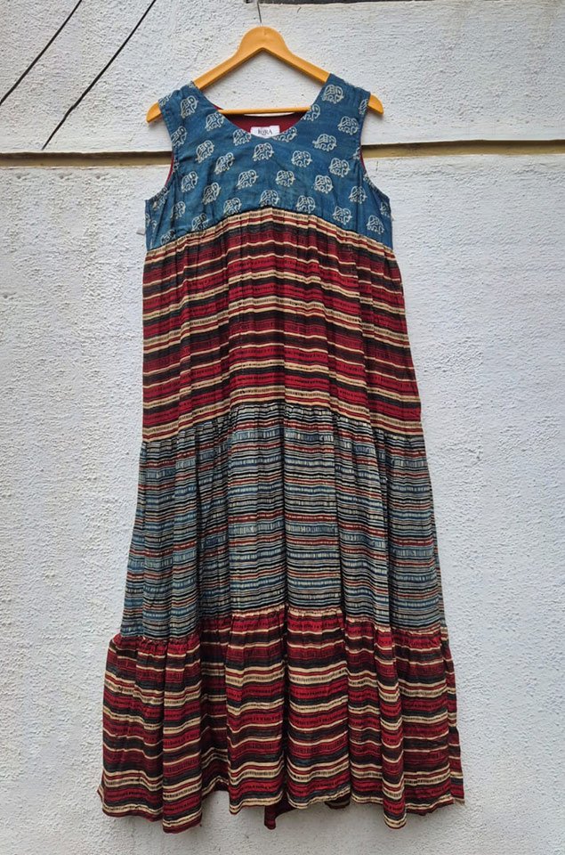 Ajrakh Block Print Tiered Dress