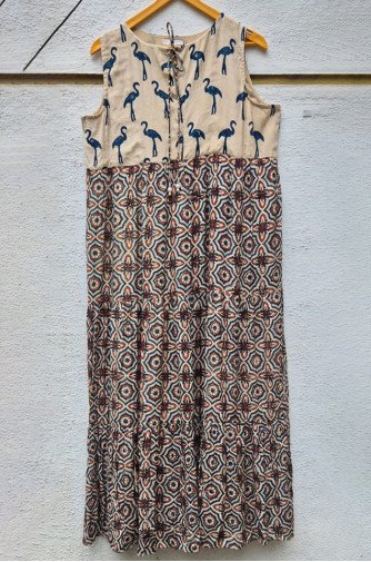 Ajrakh Block Print Tiered Dress