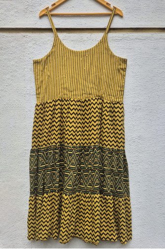 Ajrakh Block Print Tiered Dress