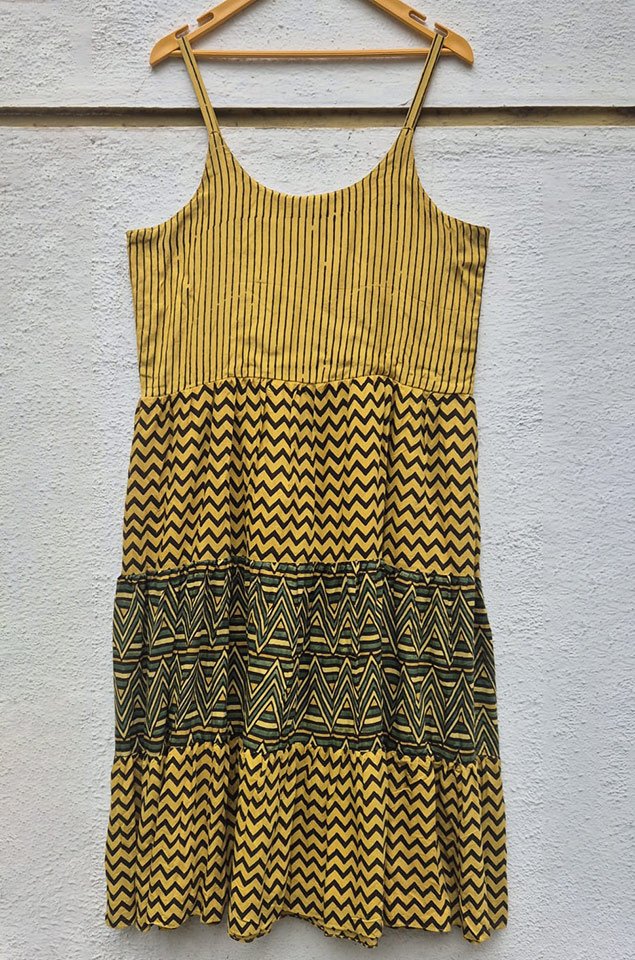 Ajrakh Block Print Tiered Dress