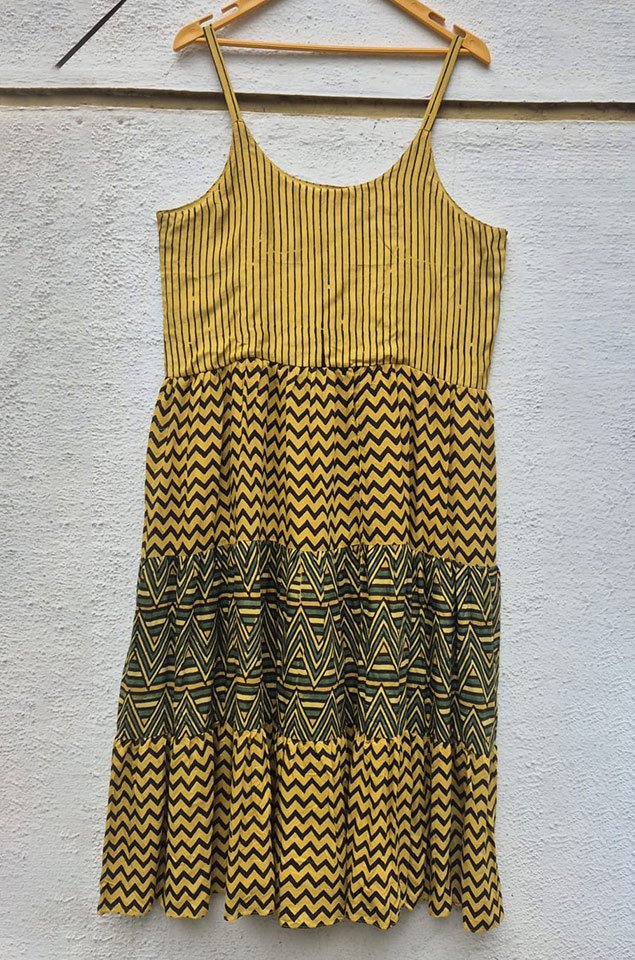 Ajrakh Block Print Tiered Dress