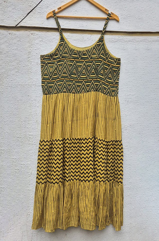 Ajrakh Block Print Tiered Dress