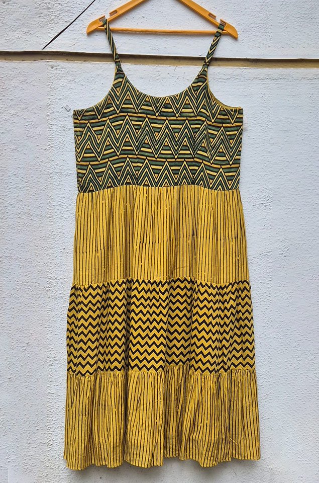 Ajrakh Block Print Tiered Dress