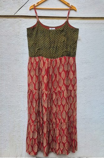 Ajrakh Block Print Tiered Dress