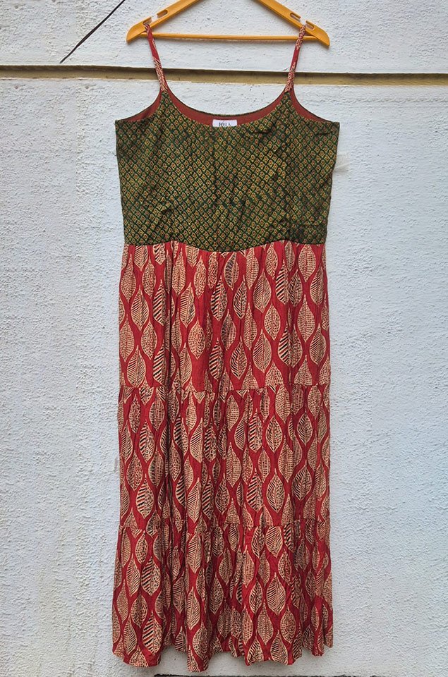 Ajrakh Block Print Tiered Dress