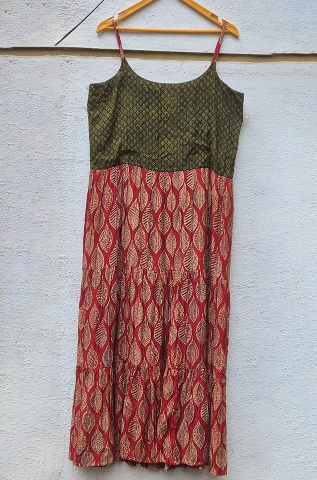 Ajrakh Block Print Tiered Dress