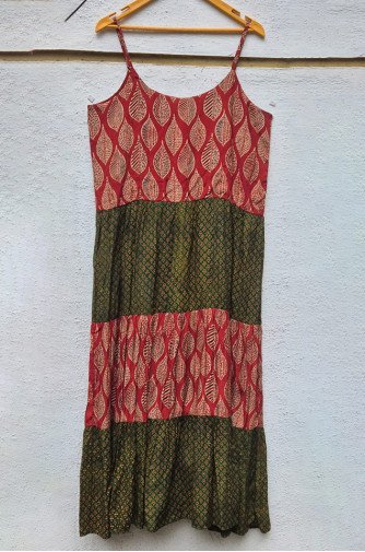 Ajrakh Block Print Tiered Dress
