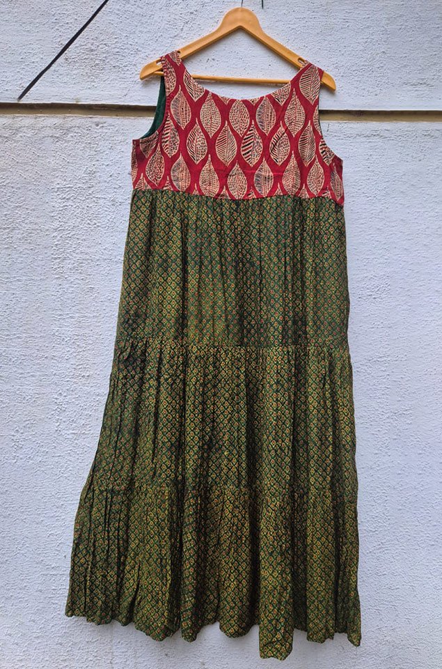 Ajrakh Block Print Tiered Dress