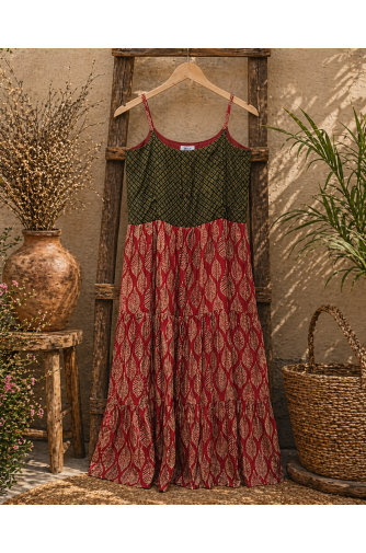 Ajrakh Block Print Tiered Dress