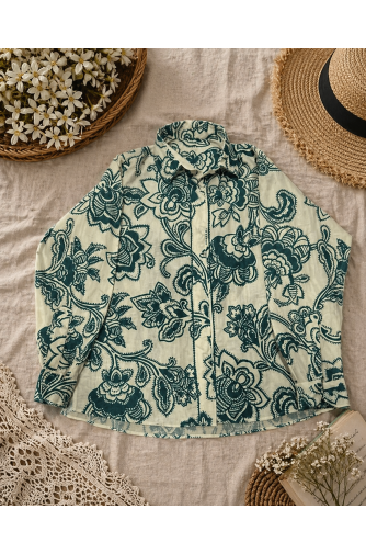 Green Floral Printed Shirt