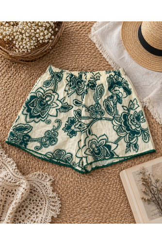 Green Printed Shorts