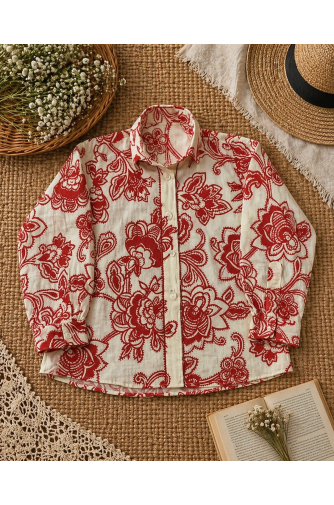 Red Floral Printed Shirt