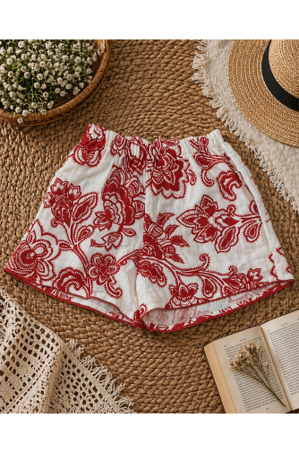 Red Printed Shorts
