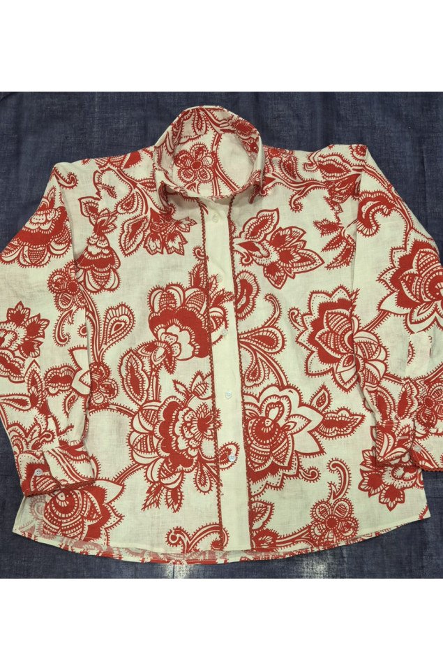 Red Floral Printed Shirt